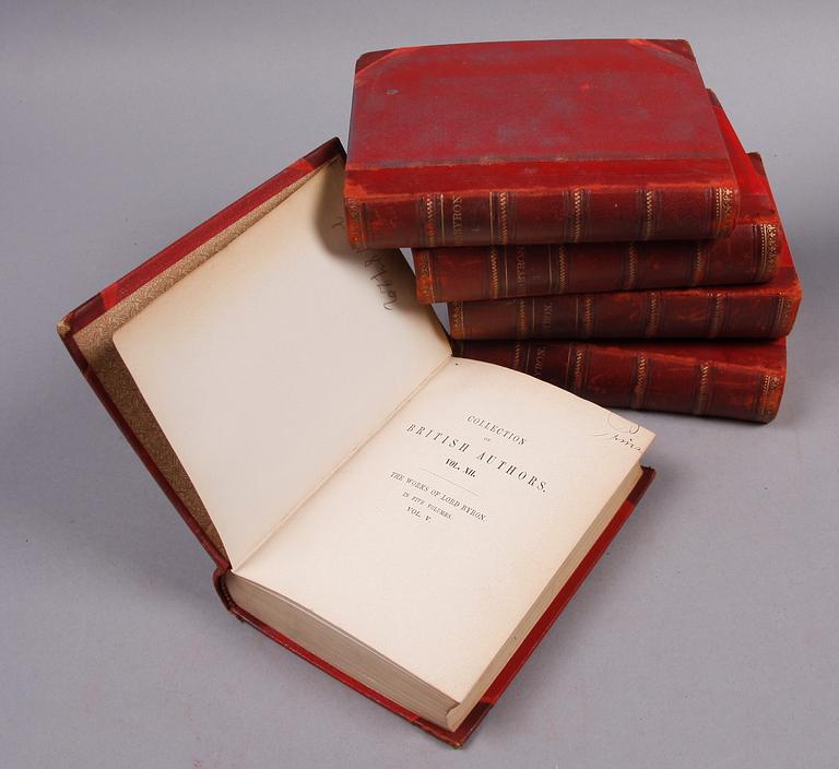 BÖCKER, 14 st, mest poesi, bla "The works of Lord Byron", 1800-tal.