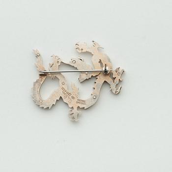 A Wiwen Nilsson sterling, gilt brooch of a dragon, Lund 1960.