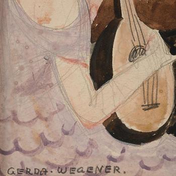 Gerda Wegener, Modell med musicerande kvinna.