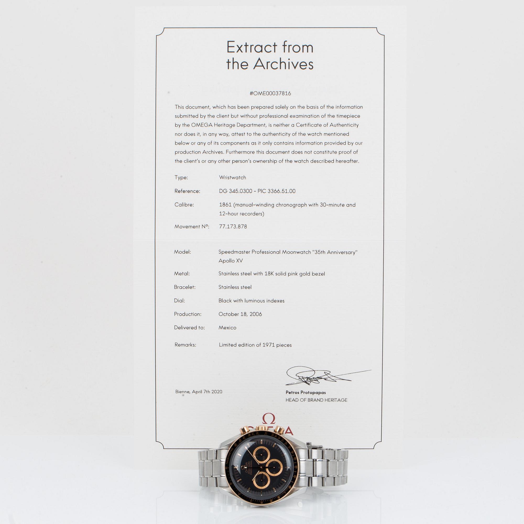 Omega, Speedmaster, kronograf, "35th Anniversary of Apollo XV".