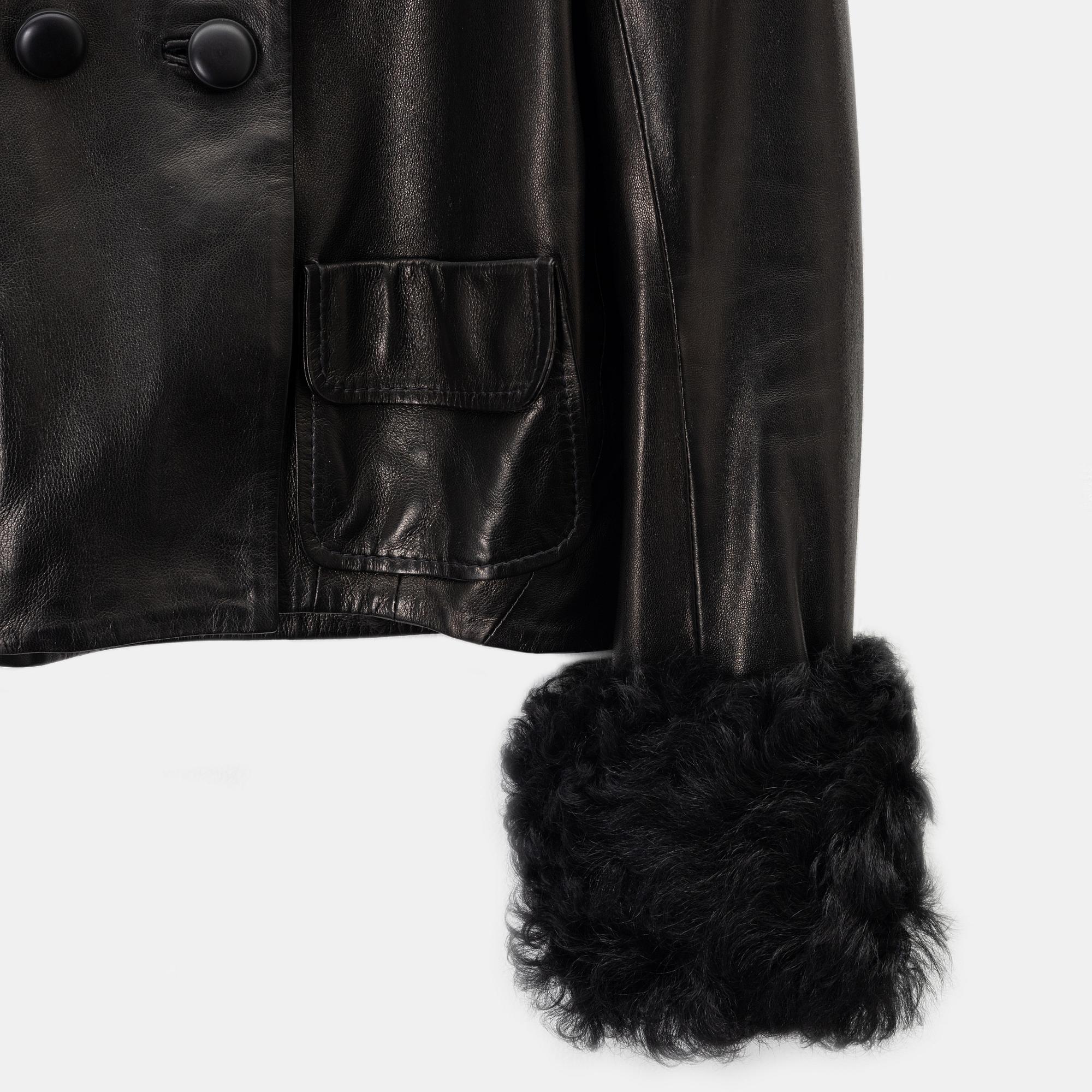 Balenciaga, a leather and sheepskin jacket, size 36.