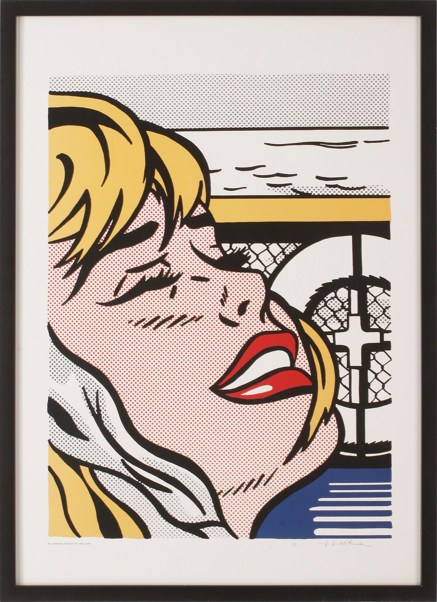 ROY LICHTENSTEIN, efter, affisch, "Shipboard Girl", (1965), tryckt under 2000-talet. Signerad i trycket.