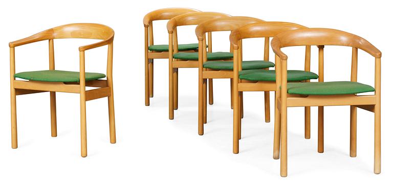 A set of six Carl-Axel Acking ash "Tokyo" chairs", probably by Nordiska Kompaniet, NK, 1960 ca.