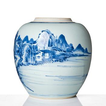 A large blue and white  jar, Qing dynasty, early 18th Century.