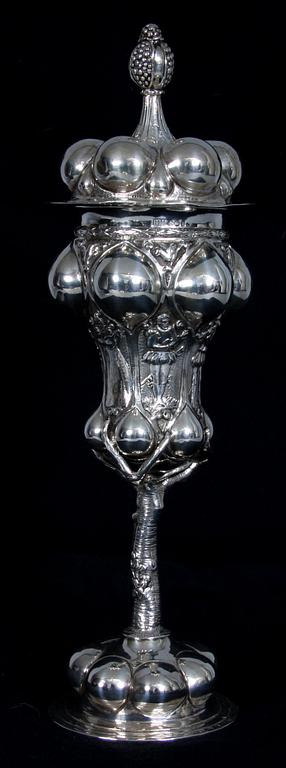 LOCKPOKAL, silver, barockstil, bär otydl utländska stämplar, 1900-tal.