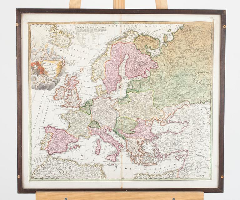 KARTA, Europa, Delineata juxta observationes excellorum. August Vindel. Ca 1740.