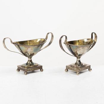 A pair of Swedish Empire silver salt cellars, mark of Nils Tornberg, Linköping 1814.