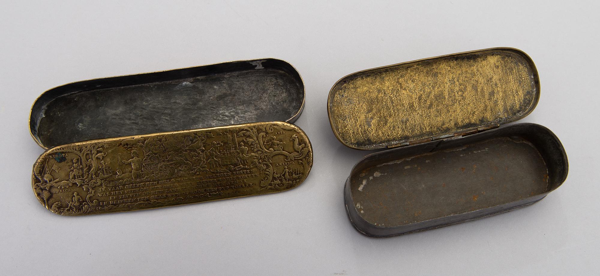 Ten 19th century snuff boxes, one from the 18th century. Sweden, Finland, Holland.