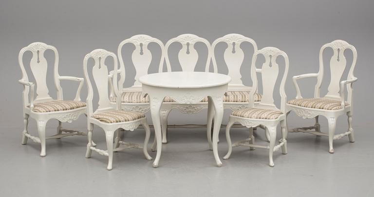 SALONGSGRUPP, 6 delar, Rokokostil, 1900-talets mitt.
