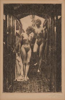 ANDERS ZORN, etsning, 1917, signerad med blyerts.