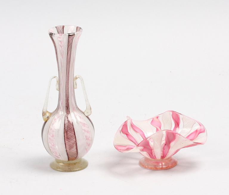 VAS samt SKÅL, glas, Murano.