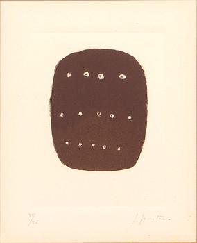 Lucio Fontana, color etching with aquatint and punched holes, signed and numbered 39/75.