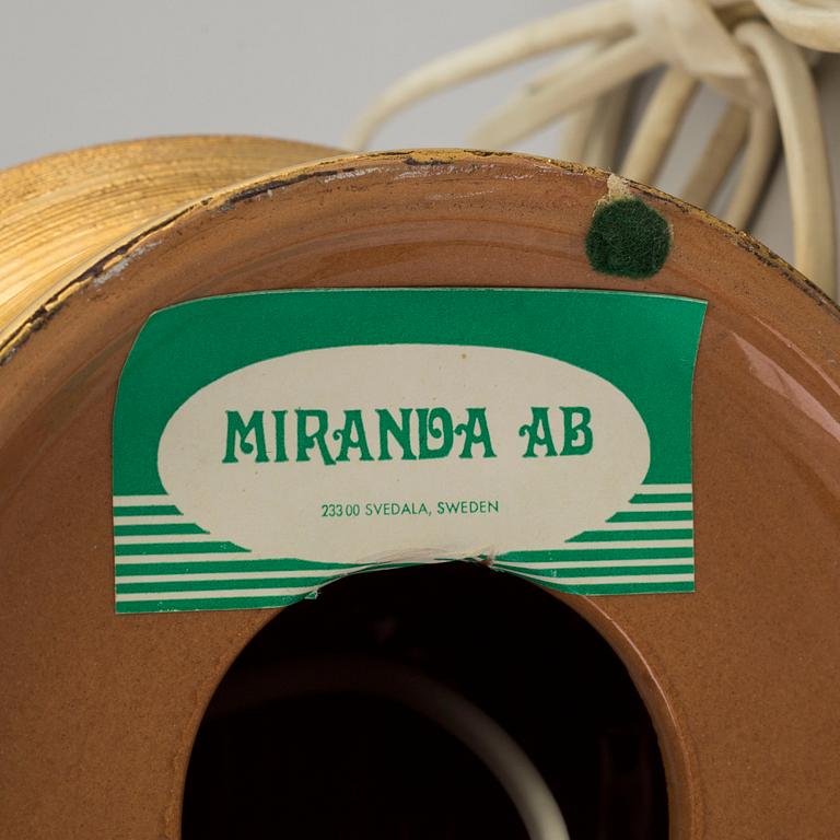 A TABLE LAMP. Ceramics. Italy. For Miranda AB.  Signed with labels. Second half of the 20th century.