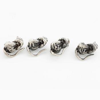 PA Lundahl-Terrs, figurines/pendants, eleven pieces, silver, in the form of animals.