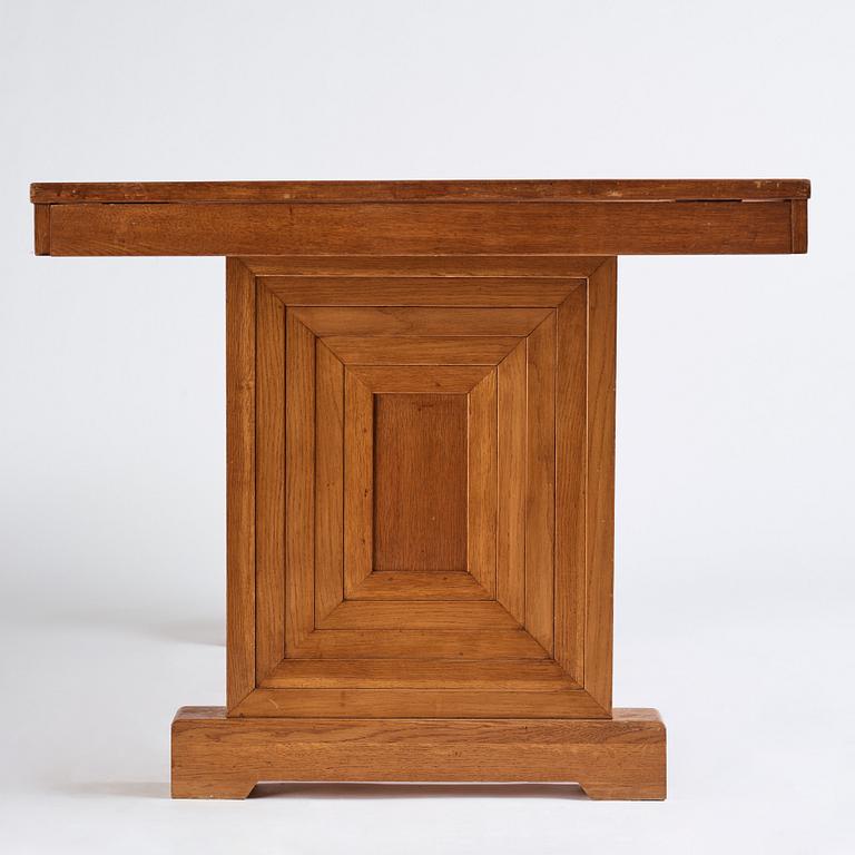 Oscar Nilsson, attributed to, a stained oak table, probably executed at Isidor Hörlin AB, Stockholm, 1930-40's.