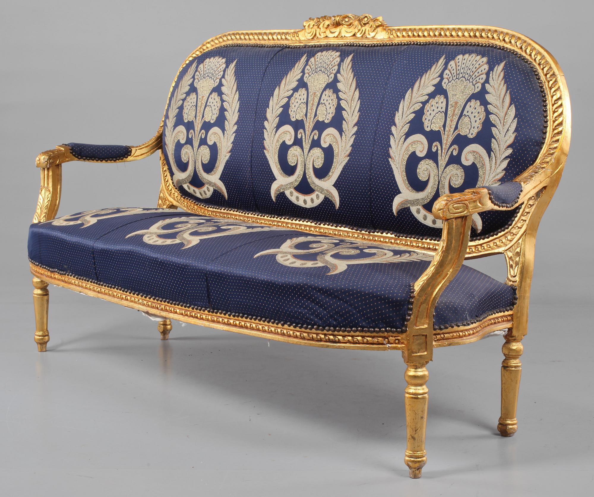 SALONGSGRUPP, 3 delar, Louis XVI-stil, modern tillverkning.