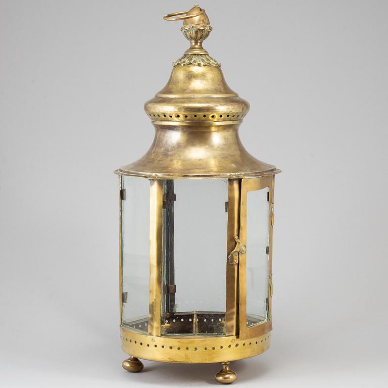 An 18th century brass lantern.