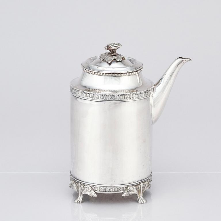 A Swedish Gustavian 18th century silver coffee-pot, mark of Petter Eneroth, Stockholm 1792.