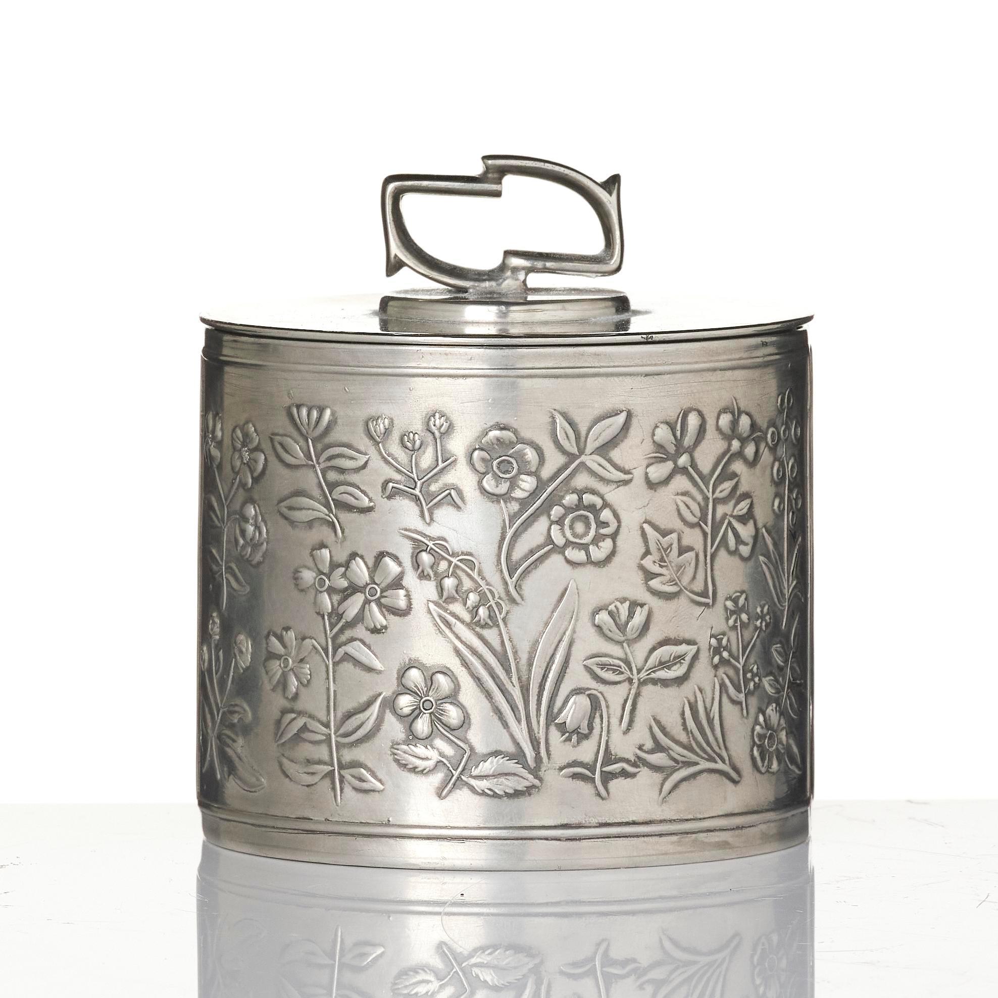 Estrid Ericson, & Firma Svenskt Tenn, a lidded pewter jar, Stockholm, 1975.