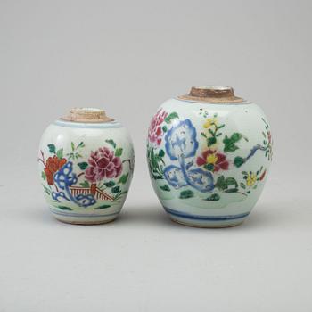 Two famille rose tea caddies, Qing dynasty, Qianlong (1736-95).