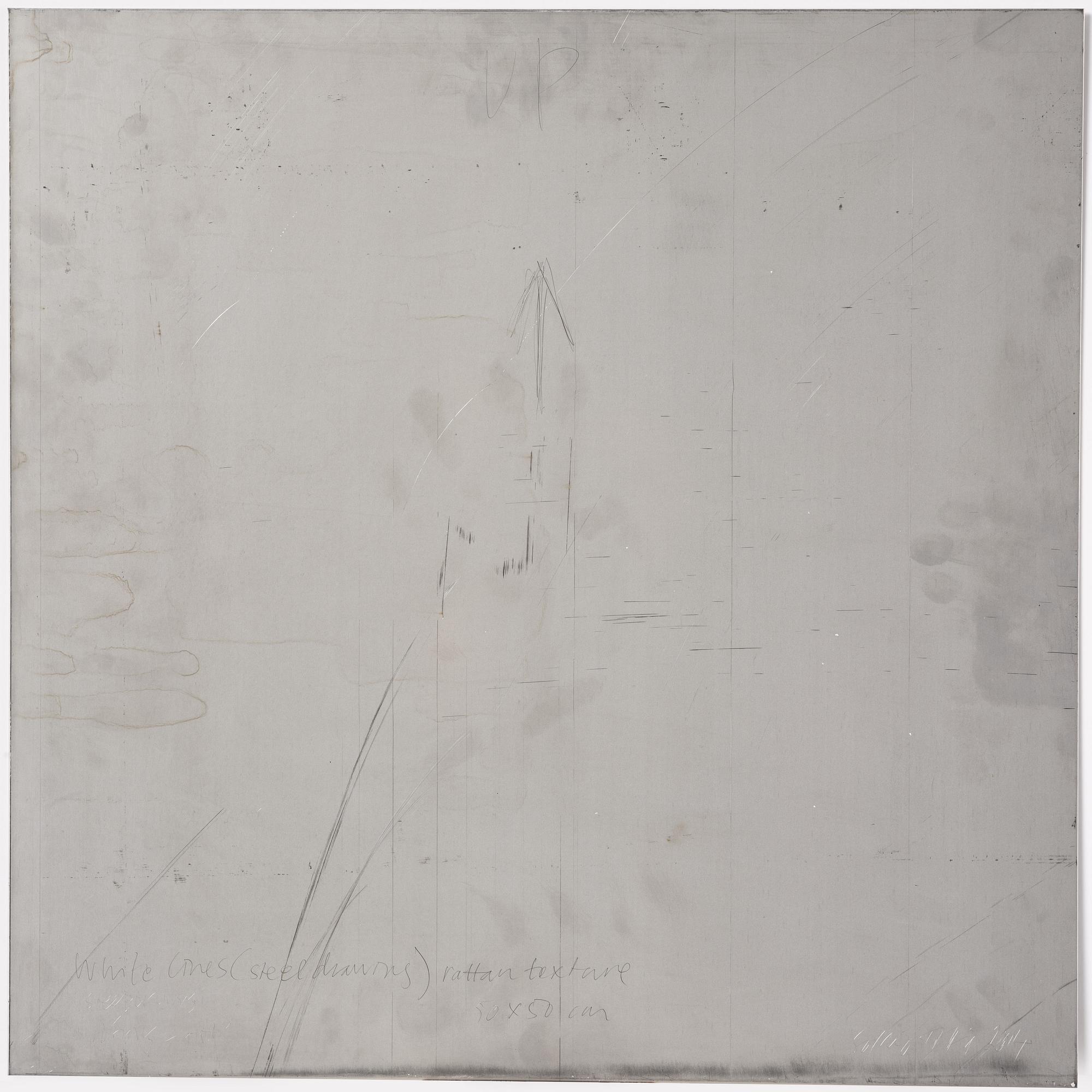 Sophie Tottie, "White Lines (steel drawing) rattan texture".