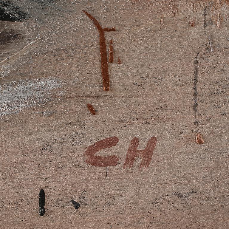 CLAES HAKENÄS, olja på pannå, monogramsignerad.