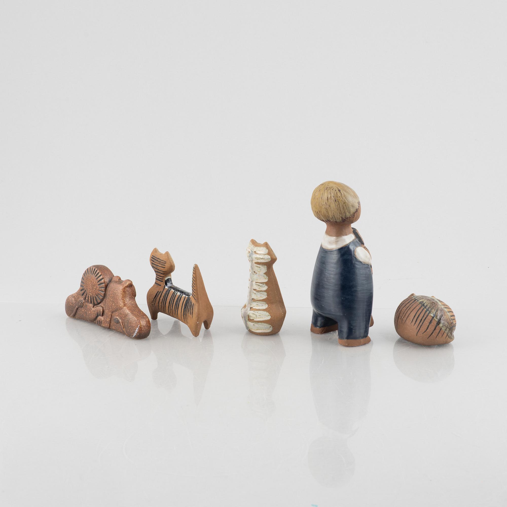 再入荷アイテム Lisa Larson, figurines, 5 pcs, stoneware, Gustavsberg 置物
