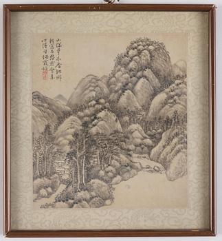 Zhang Geng (1685-1760). A group of nine album leafs, ink on paper, Qing dynasty. Dated 1728.