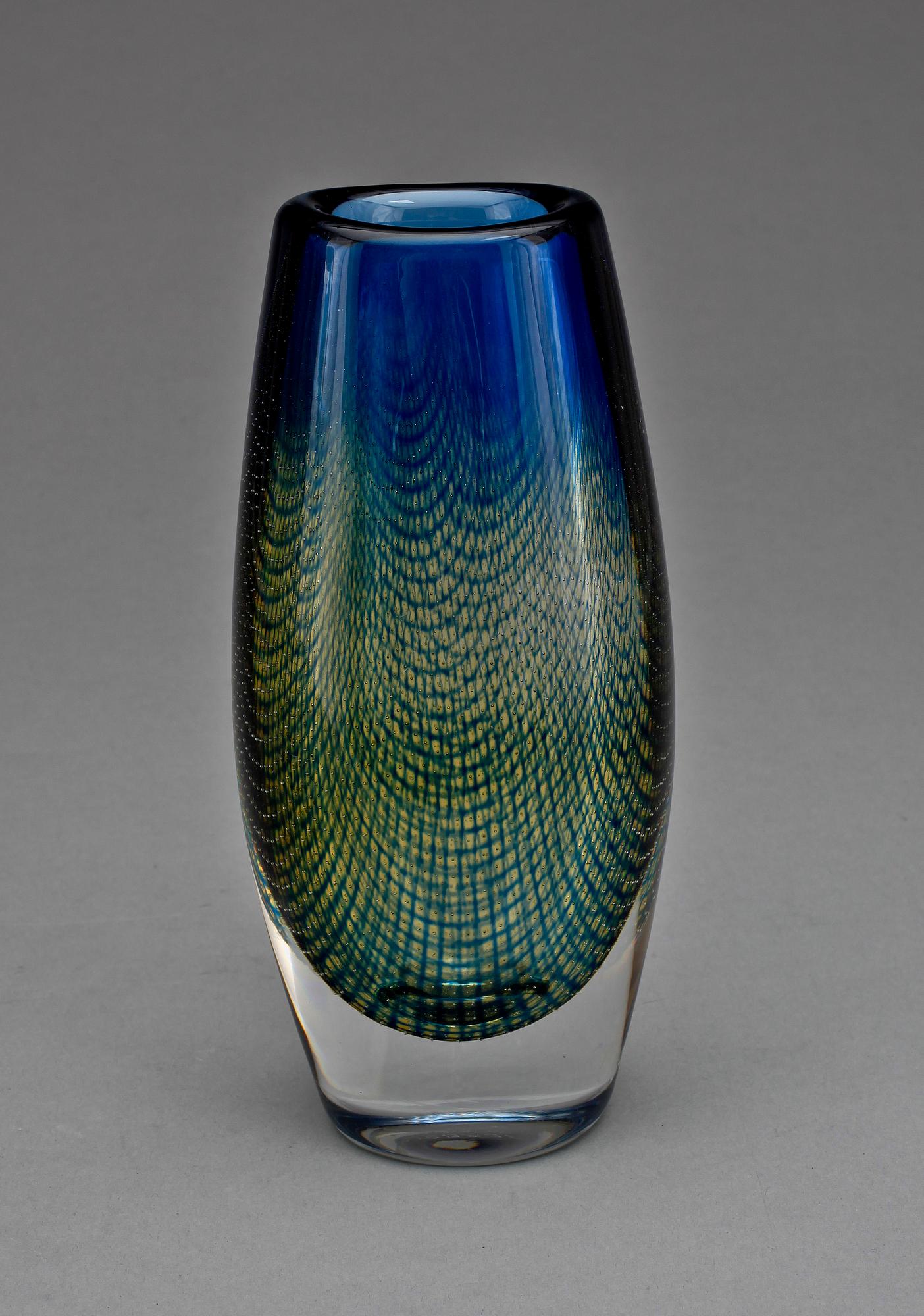 VAS, glas, "Kraka" Sven Palmqvist Orrefors. 1950-tal. Signerad.