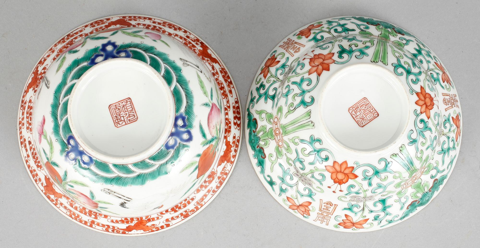SKÅLAR, 2 st, porslin, Kina. Republik, (1912-1949).
