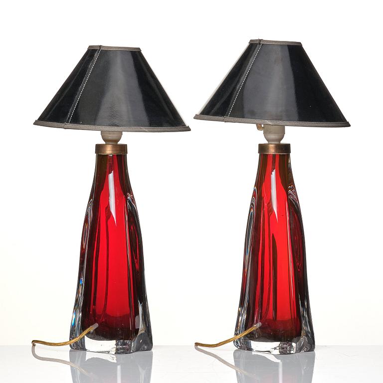Carl Fagerlund, A pair of table lamps, Orrefors, Sweden, 1960s.