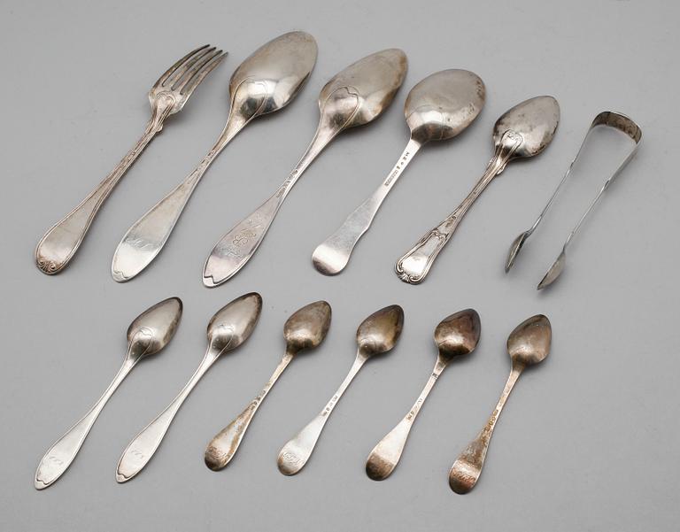 BESTICK, 12 delar, silver, 1700-/1800-tal. Vikt ca 407 gram.