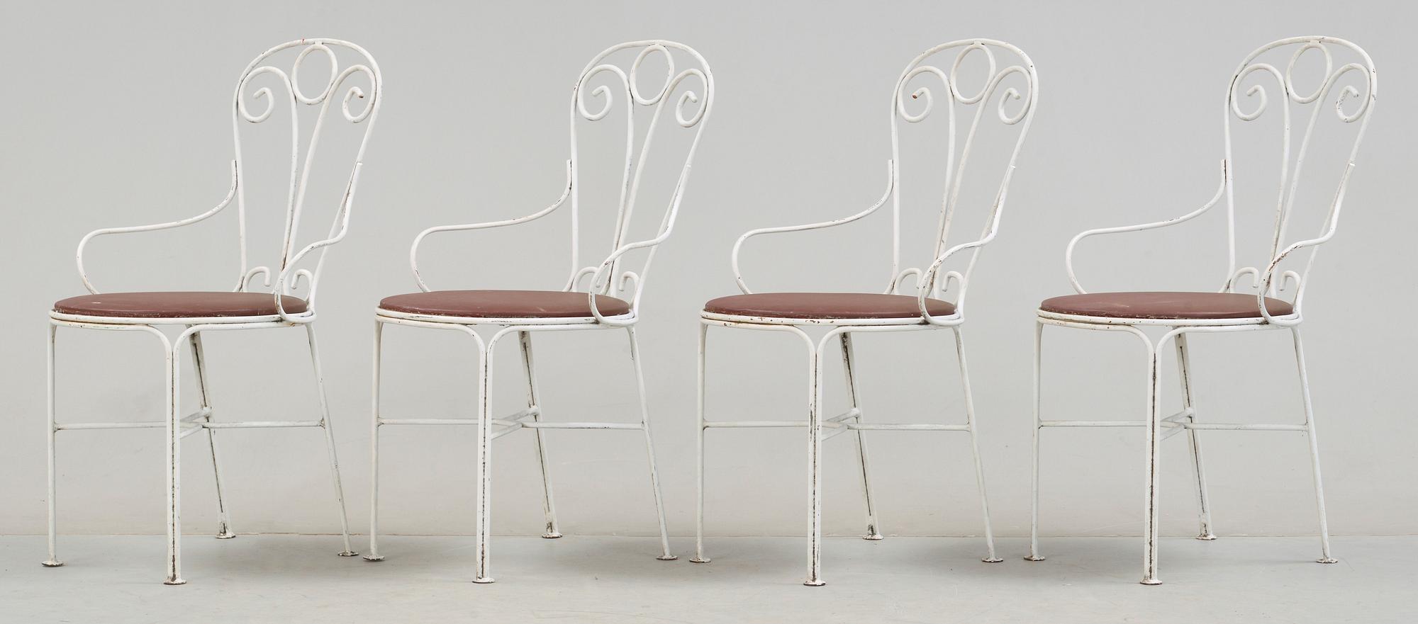 TRÄDGÅRDSSTOLAR, 4 st, smidesjärn, 1950/60-tal.