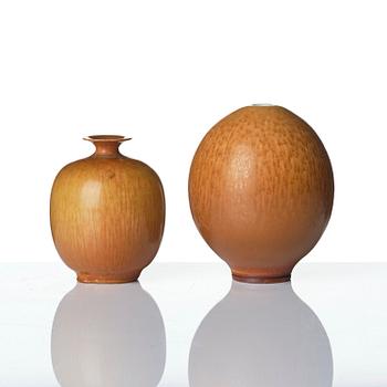 Berndt Friberg, a set of three stoneware vases and a bowl, Gustavsberg Studio 1951-69.