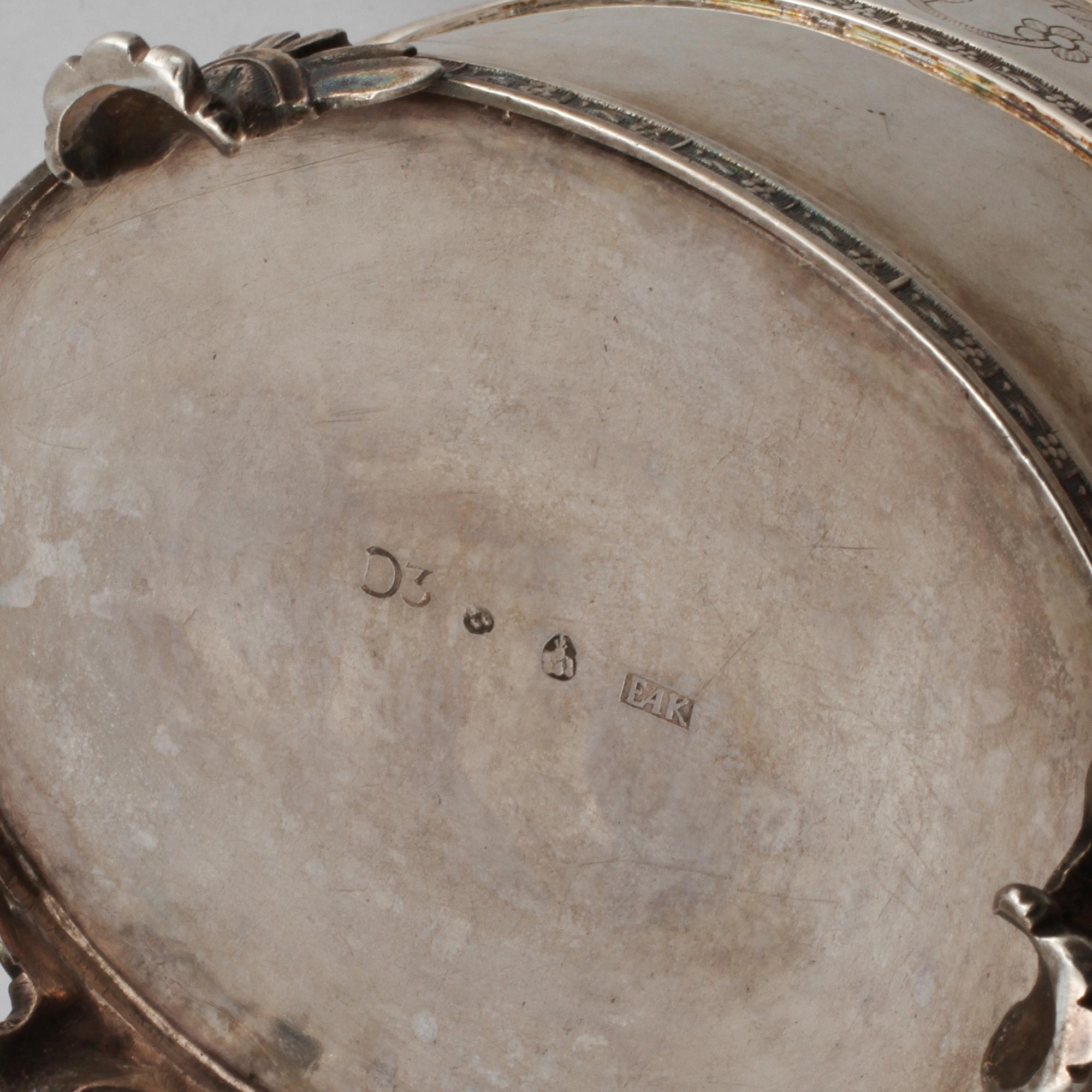 GRÄDDKANNA, silver, Erik Albrecht Körsner, Falun, empire, 1810, vikt 175 gram.