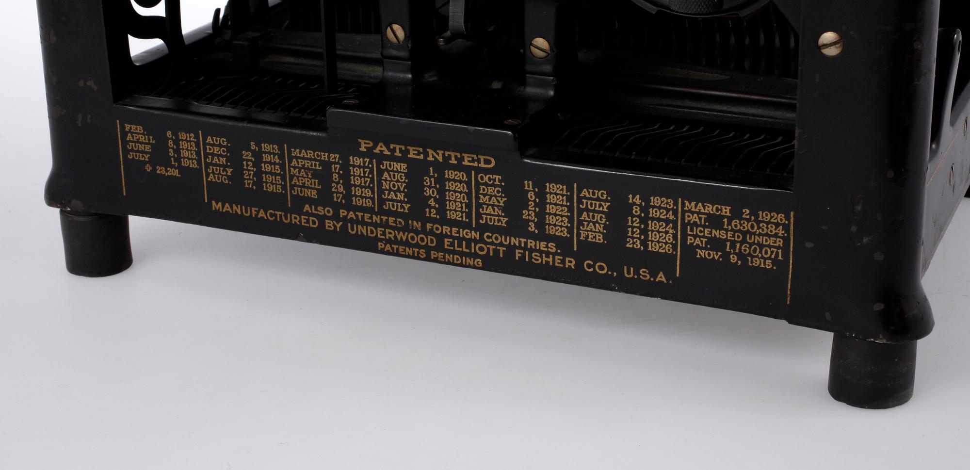 SKRIVMASKIN, "Underwood no 5", 1900-talets första kvartal.