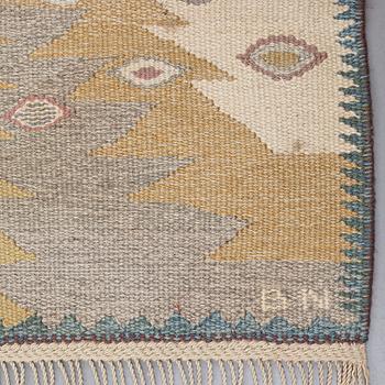 Barbro Nilsson, MATTO, "Tånga, ljus", flat weave, ca 297,5 x 216 cm, signed AB MMF BN.