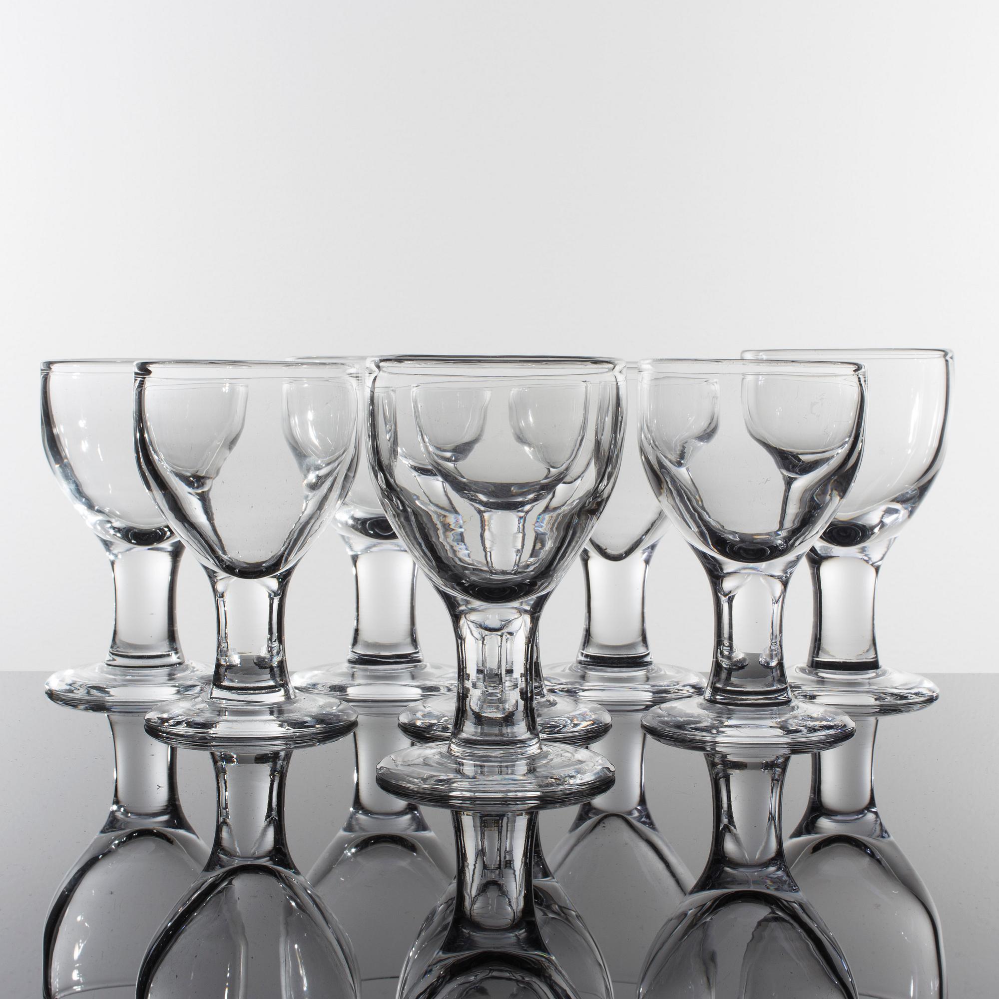VIN-/ÖLGLAS, 8 st, "Ruben", Signe Persson Melin, Boda glasbruk, formgivna 1967.