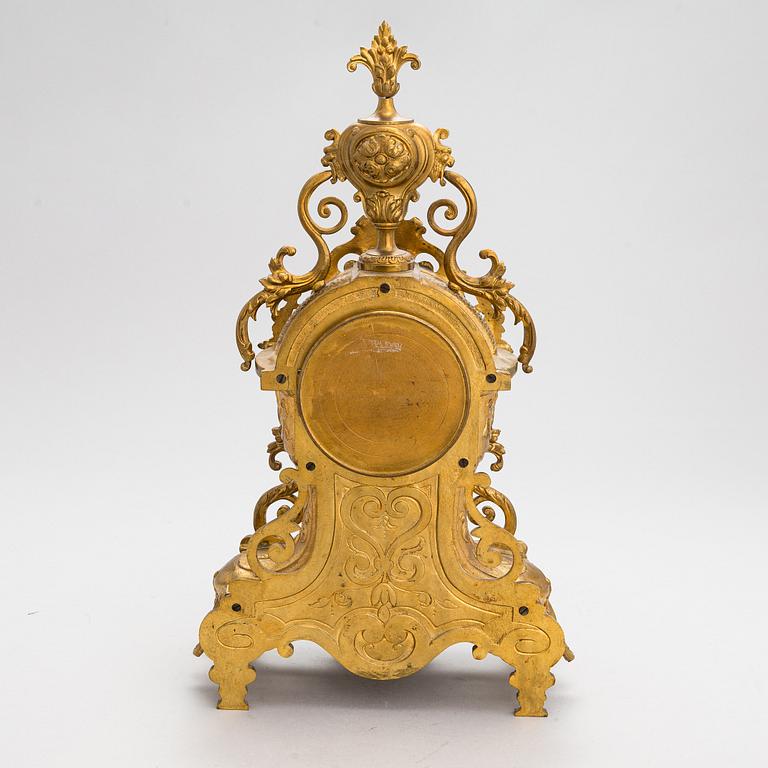 A gilt bronze Mantle Clock, marked H&F Paris, late 19th century.