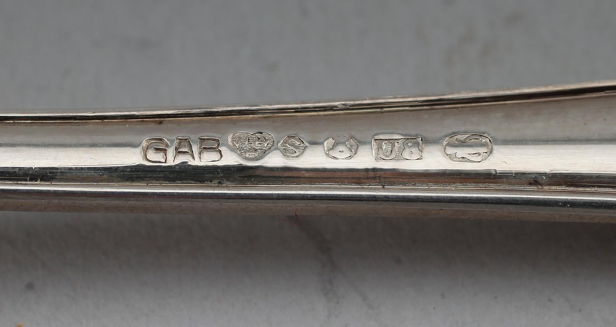 BESTICK, 15 delar, silver, GAB, Stockholm 1940-tal. Total vikt med stålblad ca 720 g.