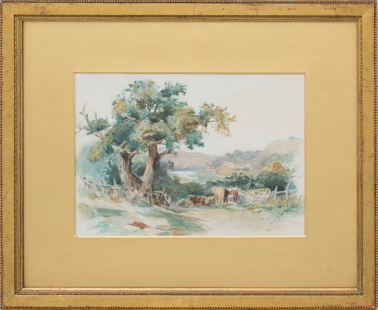 OKÄND KONSTNÄR, akvarell, otydligt signerad. England, omkring 1900.