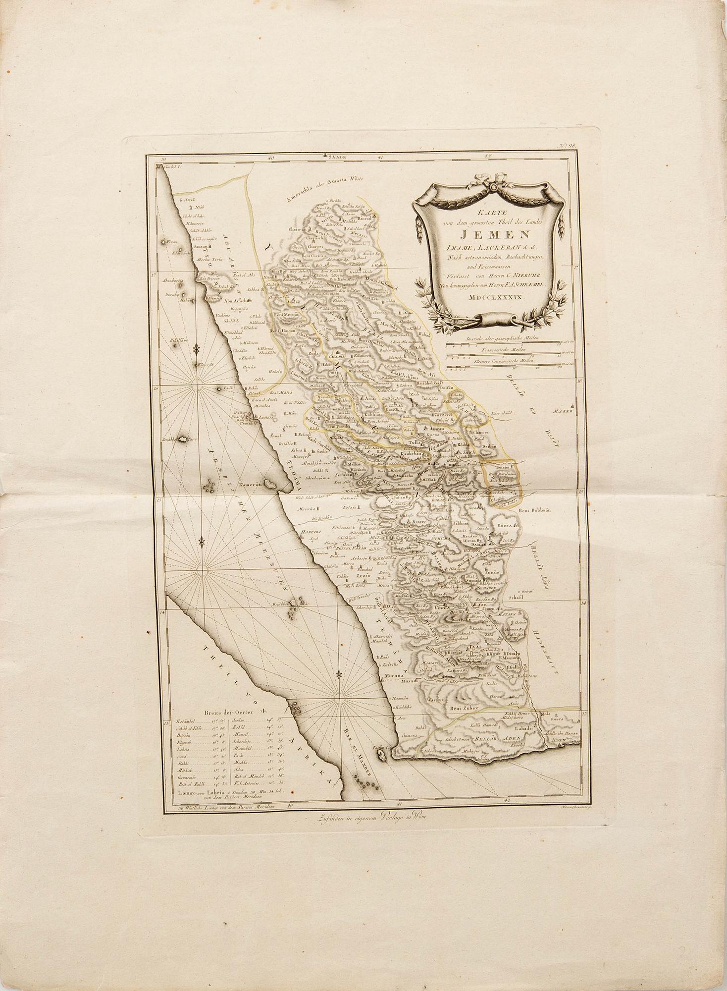 Franz Anton Schraembl, "Karte von des Landes Jemen... 1789".