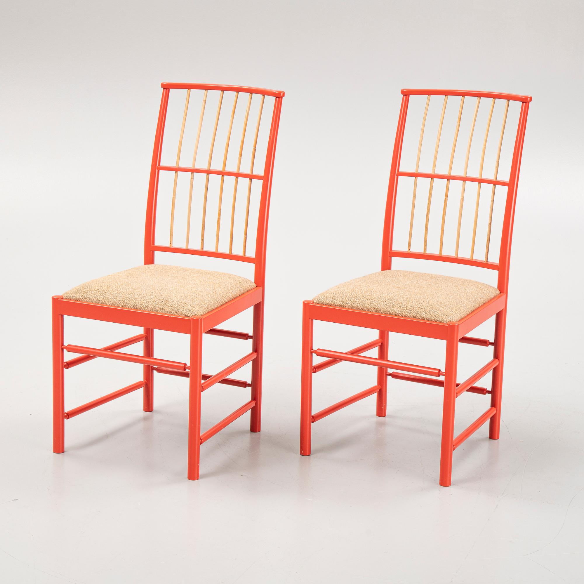 Josef Frank, a set of four model '2025' chairs, Firma Svenskt Tenn, post 1985.