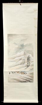 RULLMÅLNING, akvarell på papper, Kina, 1900-tal.