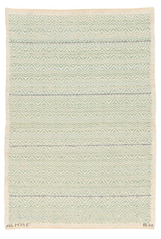 Barbro Nilsson, A carpet, "Grön Rosengång", flat weave, ca 110 x 76,5 cm, signed AB MMF BN.