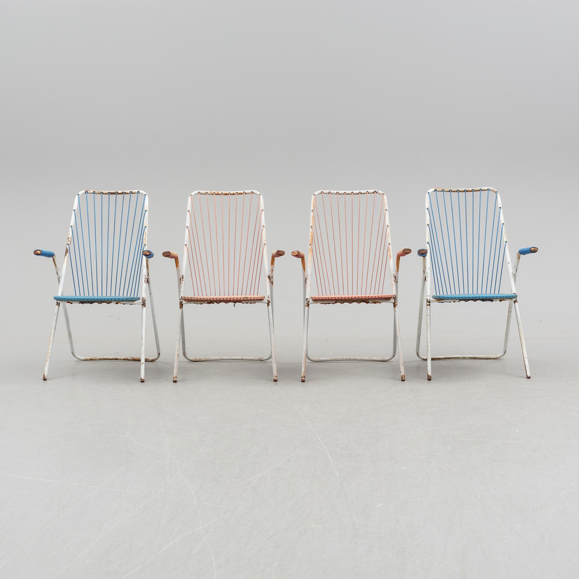 TRÄDGÅRDSBORD SAMT 4 STOLAR, troligen 1950-tal.