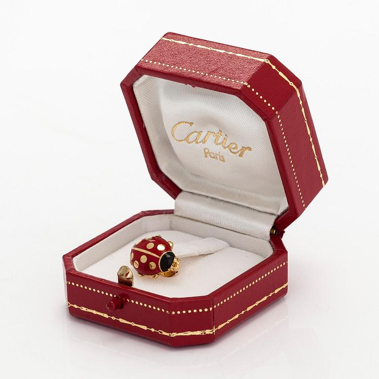 Cartier, An 18K gold and enamel lady bug brooch.