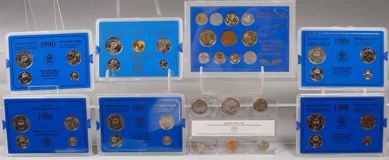 MYNTÅRSSATSER, 20 st, Myntverket Tumba Bruk, Swedish Mint Eskilstuna, 1980-1999.