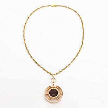 Elis Kauppi, A 14K gold and smoky quartz necklace. Kupittaan kulta, Turku 1965.