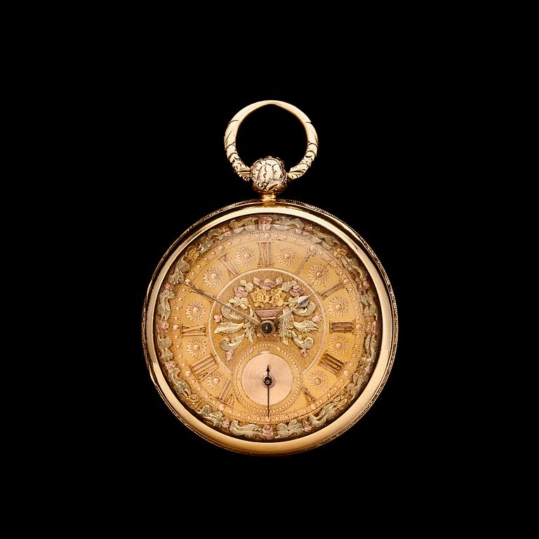 A gold pocket watch.